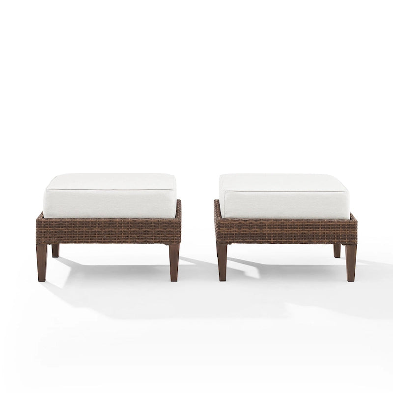Ottoman en osier d'extérieur Capella de Crosley (lot de 2) – 18x25,75x17,5