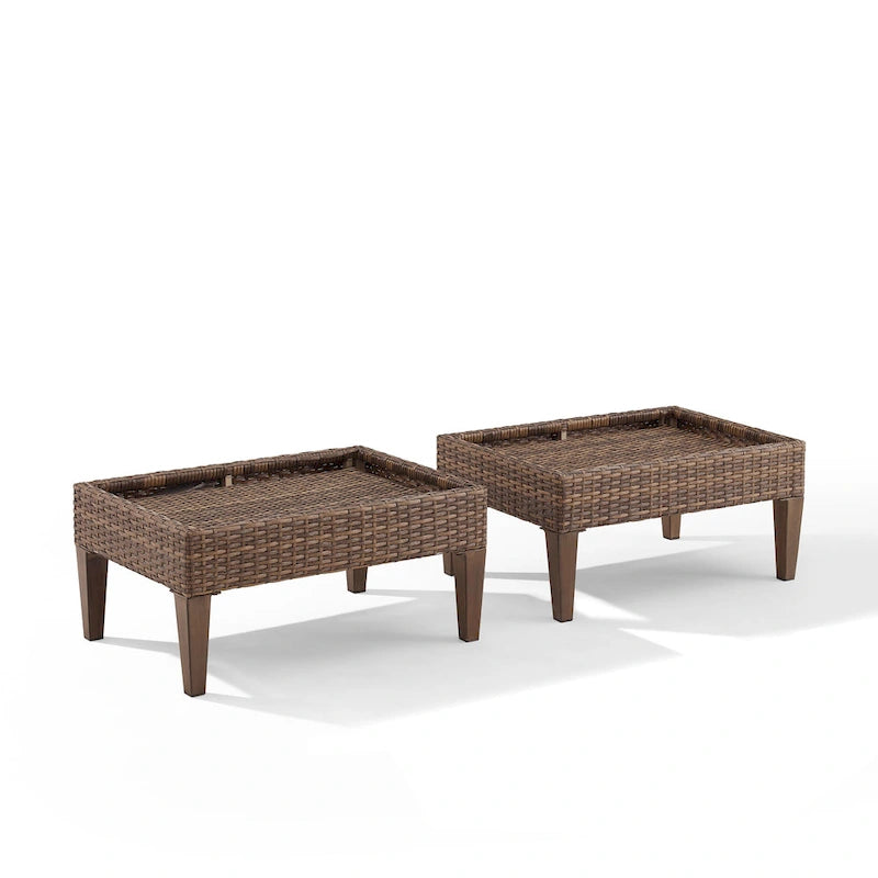 Ottoman en osier d'extérieur Capella de Crosley (lot de 2) – 18x25,75x17,5