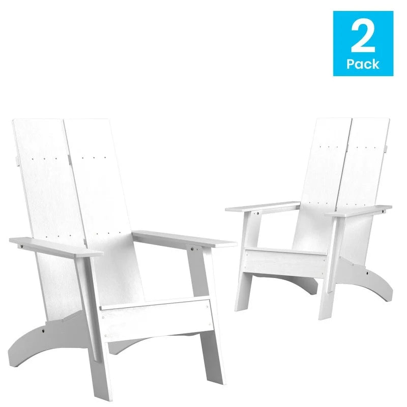 Sedie moderne in stile Adirondack con doppia spalliera a doghe (set da 2)