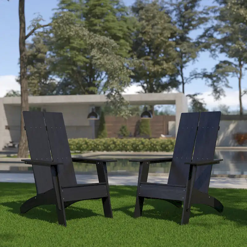Sedie moderne in stile Adirondack con doppia spalliera a doghe (set da 2)
