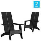 Sedie moderne in stile Adirondack con doppia spalliera a doghe (set da 2)