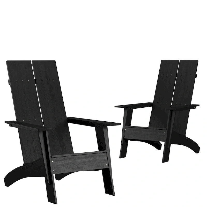 Sedie moderne in stile Adirondack con doppia spalliera a doghe (set da 2)