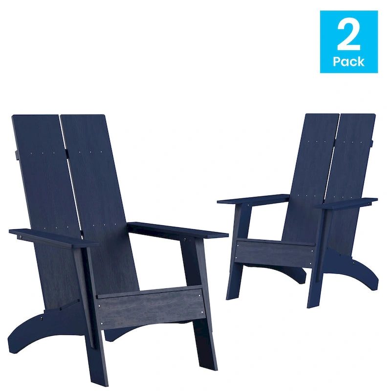 Sedie moderne in stile Adirondack con doppia spalliera a doghe (set da 2)
