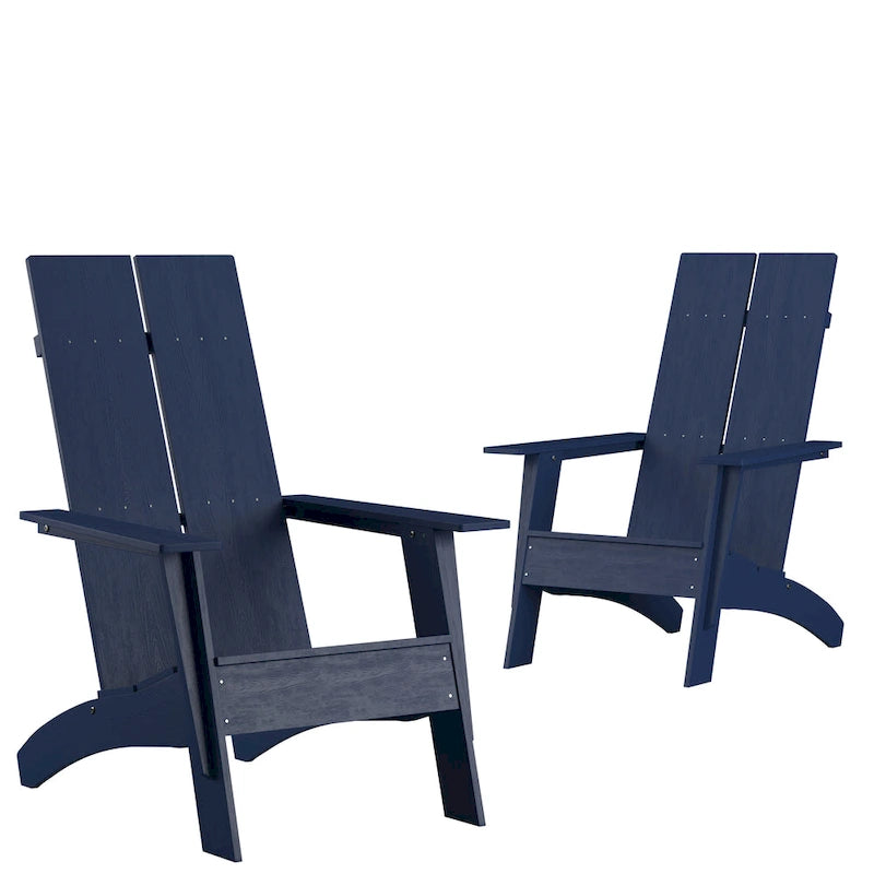 Sedie moderne in stile Adirondack con doppia spalliera a doghe (set da 2)