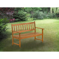 East West Furniture Belmont Wooden Patio Bench with Backrest - Acacia Wood, 48x22x33 Inch, Natural Oil - BBTB0NA