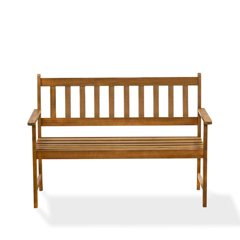 East West Furniture Belmont Panchina da Esterno in Legno con Schienale - Legno di Acacia, 48x22x33 pollici, Olio Naturale - BBTB0NA