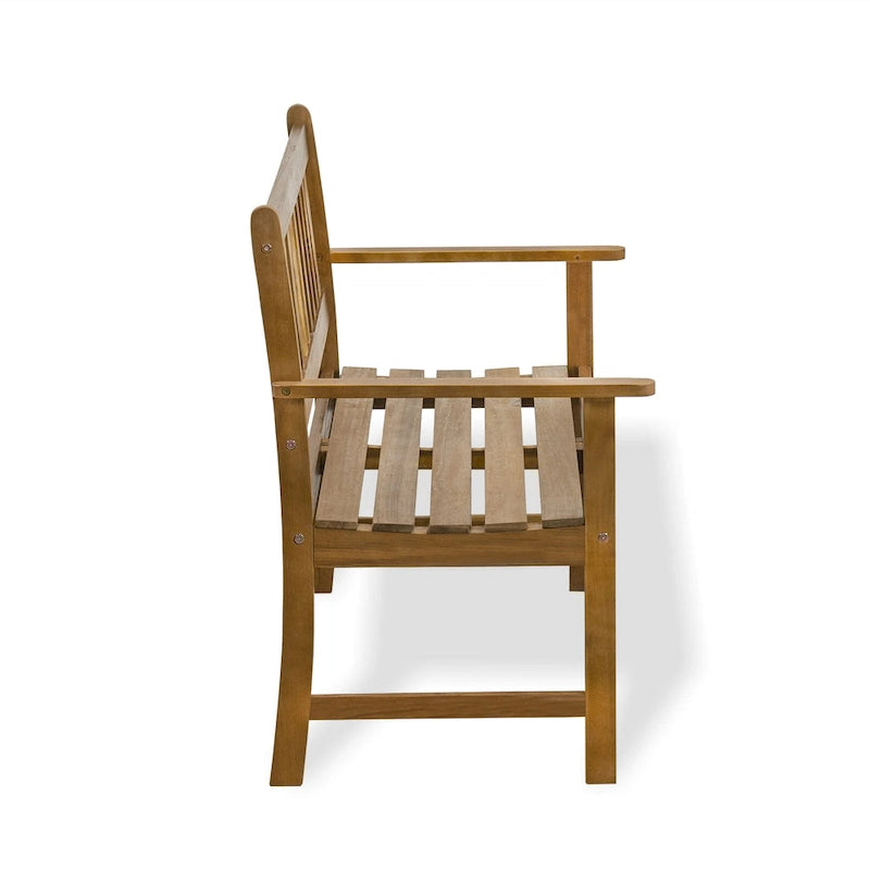 East West Furniture Belmont Panchina da Esterno in Legno con Schienale - Legno di Acacia, 48x22x33 pollici, Olio Naturale - BBTB0NA
