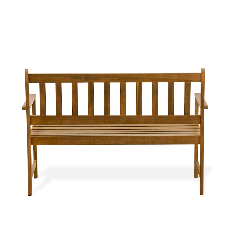 East West Furniture Belmont Panchina da Esterno in Legno con Schienale - Legno di Acacia, 48x22x33 pollici, Olio Naturale - BBTB0NA