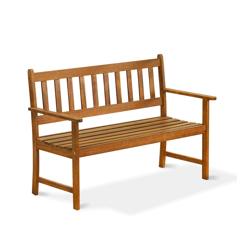 East West Furniture Belmont Panchina da Esterno in Legno con Schienale - Legno di Acacia, 48x22x33 pollici, Olio Naturale - BBTB0NA