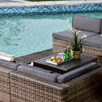Outsunny Set Divani da Giardino 7 Pezzi in Vimini, Salotto da Esterno in Rattan Moderno con Cuscini e Tavolino