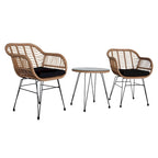 Set da conversazione per patio in vimini rattan con tavolo in vetro temperato