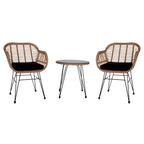 Set da conversazione per patio in vimini rattan con tavolo in vetro temperato