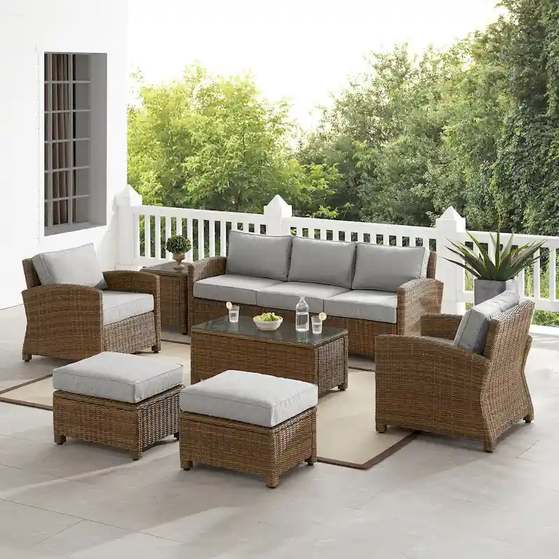 Crosley Bradenton 7Pc Outdoor Wicker Sofa Set - 151 W x 163 D x 32.5 H