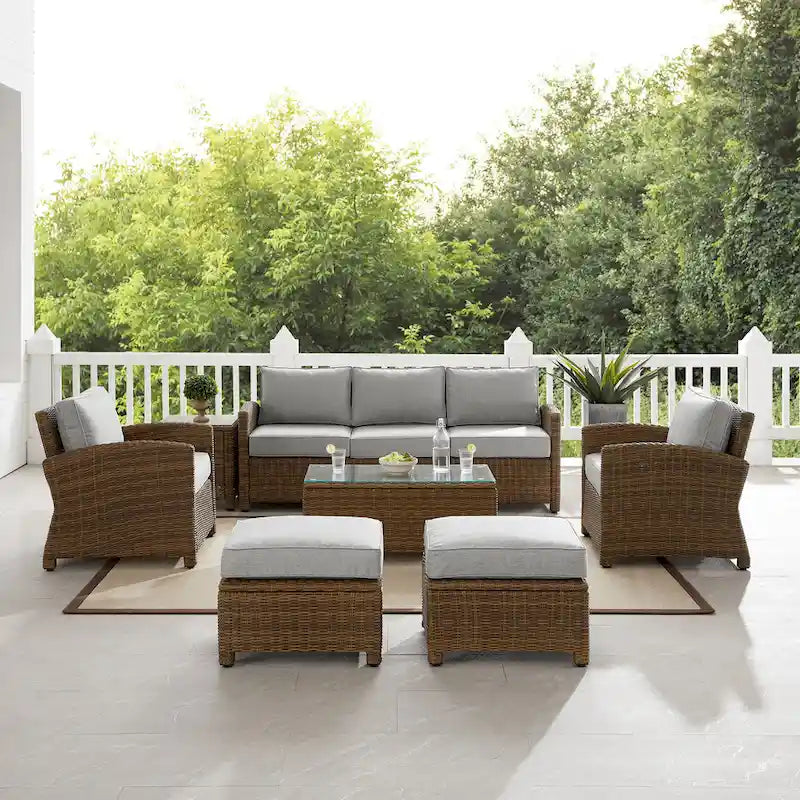 Set Divano da Esterno in Vimini Crosley Bradenton 7 Pezzi - 151 L x 163 P x 32.5 A