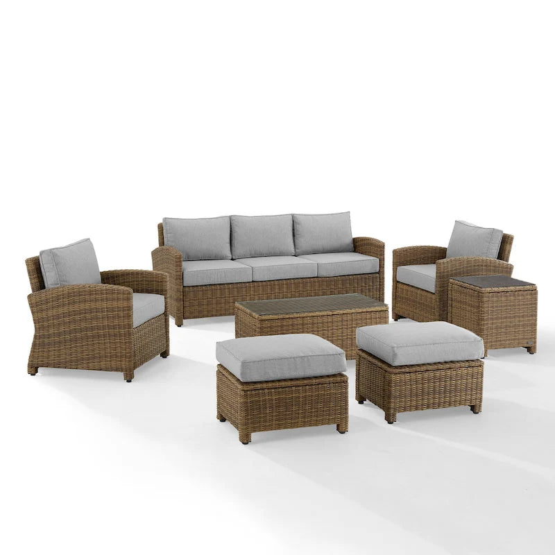 Set Divano da Esterno in Vimini Crosley Bradenton 7 Pezzi - 151 L x 163 P x 32.5 A