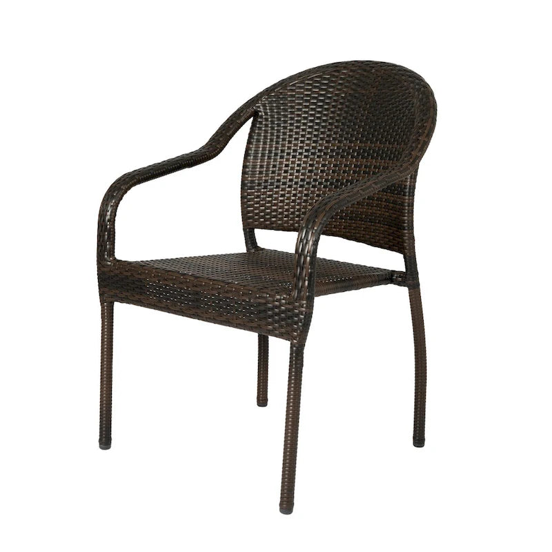Rhodos Cafe Stacking Chair In Mocha All-Weather Wicker 4pk