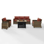 Ensemble de conversation en osier 5 pièces Bradenton de Crosley avec coussins Sangria - 94,5 L x 94,5 P x 32,5 H