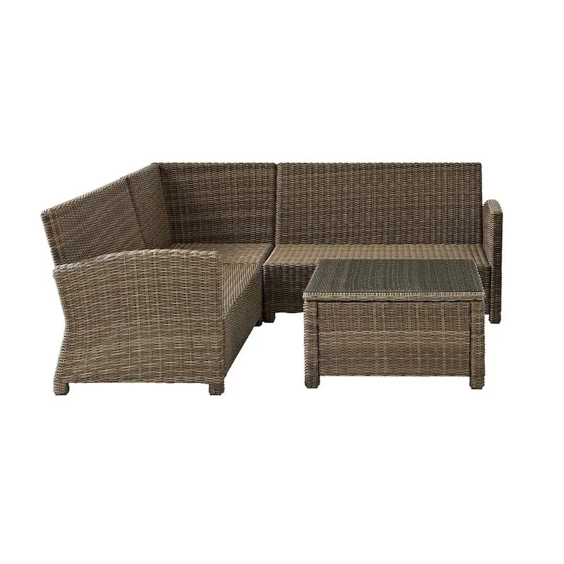 Set da 4 mobili da esterno Crosley Bradenton in vimini con cuscini color sabbia