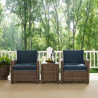 Crosley Bradenton Navy Cushions Wicker Outdoor Conversation Set