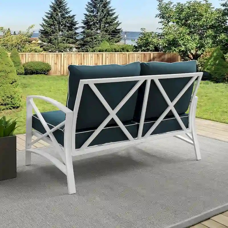 Causeuse d'extérieur en métal Kaplan - 54 L x 30,5 P x 32 H - 54 L x 30,5 P x 32 H