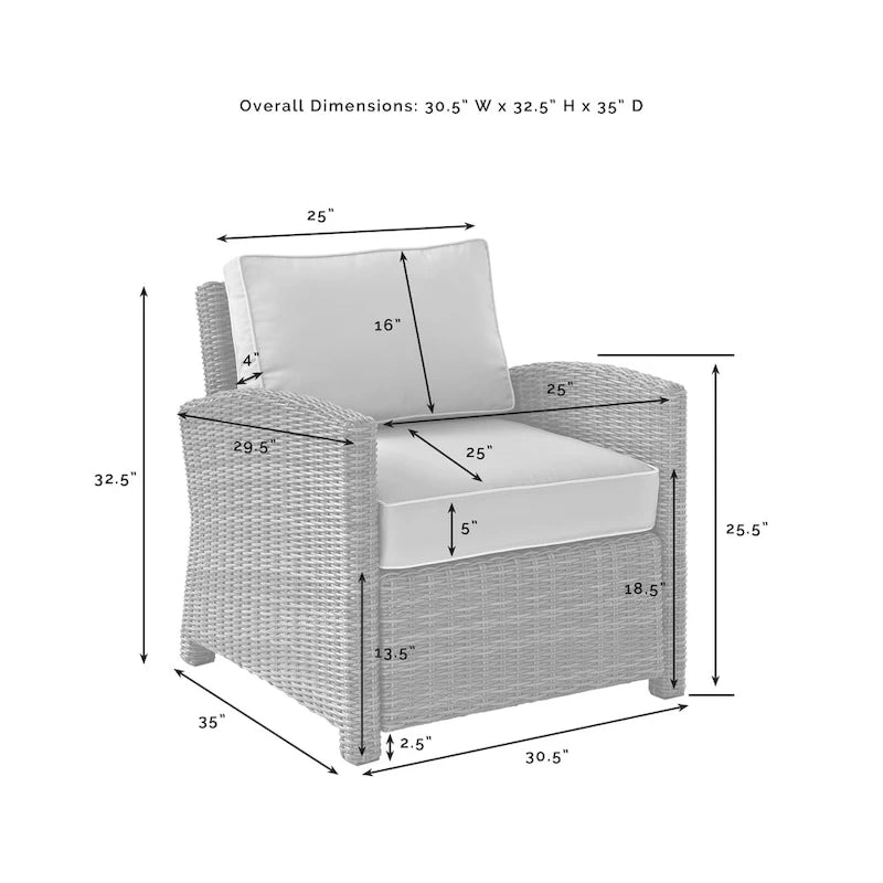 Set da esterno in vimini Crosley Bradenton da 5 pezzi