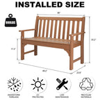 Panca da giardino in plastica color teak, 124 cm