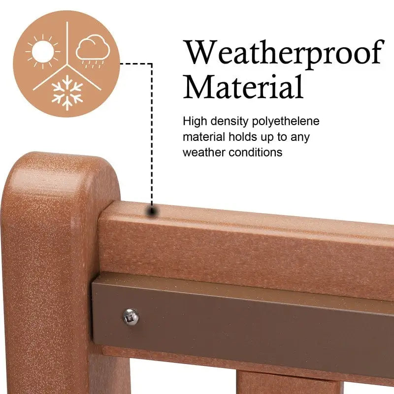 Panca da giardino in plastica color teak, 124 cm