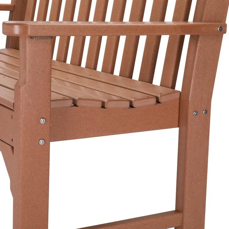 Panca da giardino in plastica color teak, 124 cm