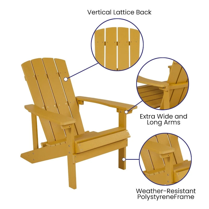 Sedia Adirondack in legno di poliresina per esterni per tutte le stagioni