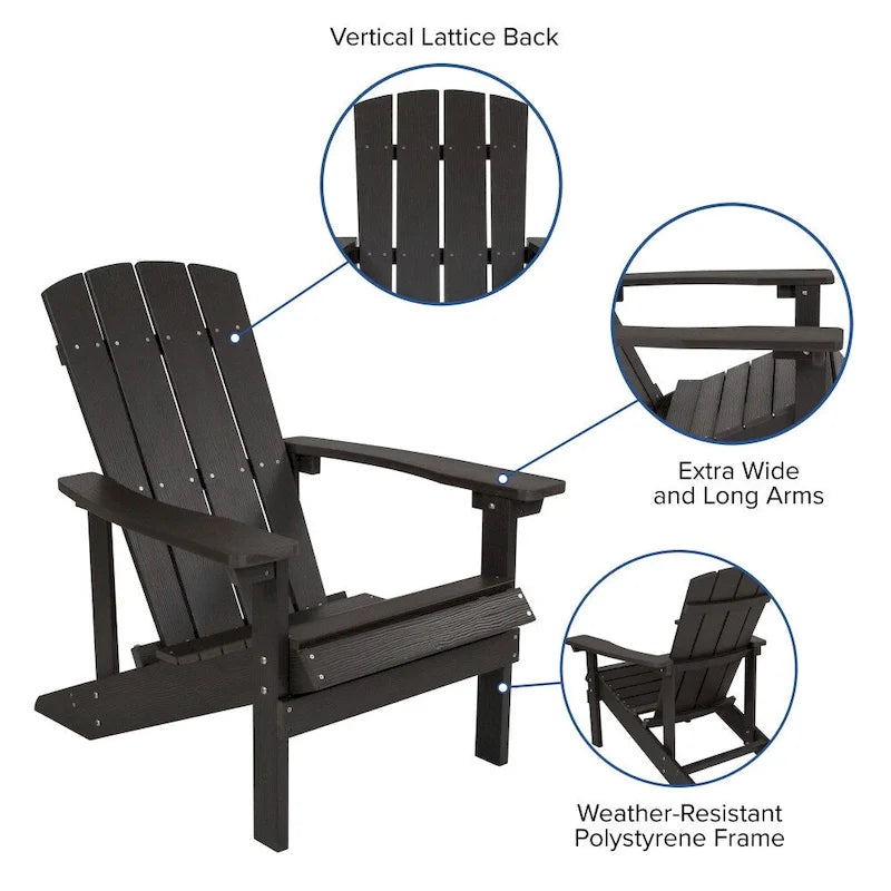 Sedia Adirondack in legno di poliresina per esterni per tutte le stagioni