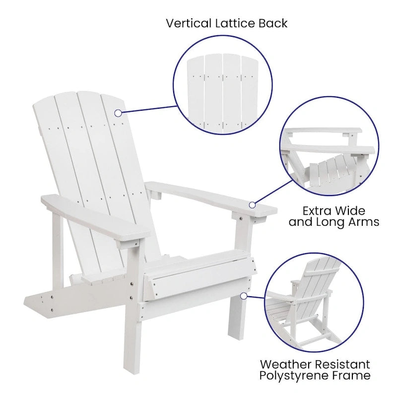 Sedia Adirondack in legno di poliresina per esterni per tutte le stagioni