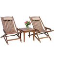 Eilaf 3-Piece Folding Eucalyptus Swing Lounger Set With Square Accent Table