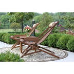Ensemble de transats de jardin et table d'appoint carrée pliants 3 pièces Eilaf en eucalyptus