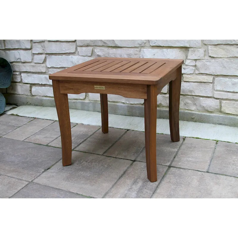 Ensemble de transats de jardin et table d'appoint carrée pliants 3 pièces Eilaf en eucalyptus