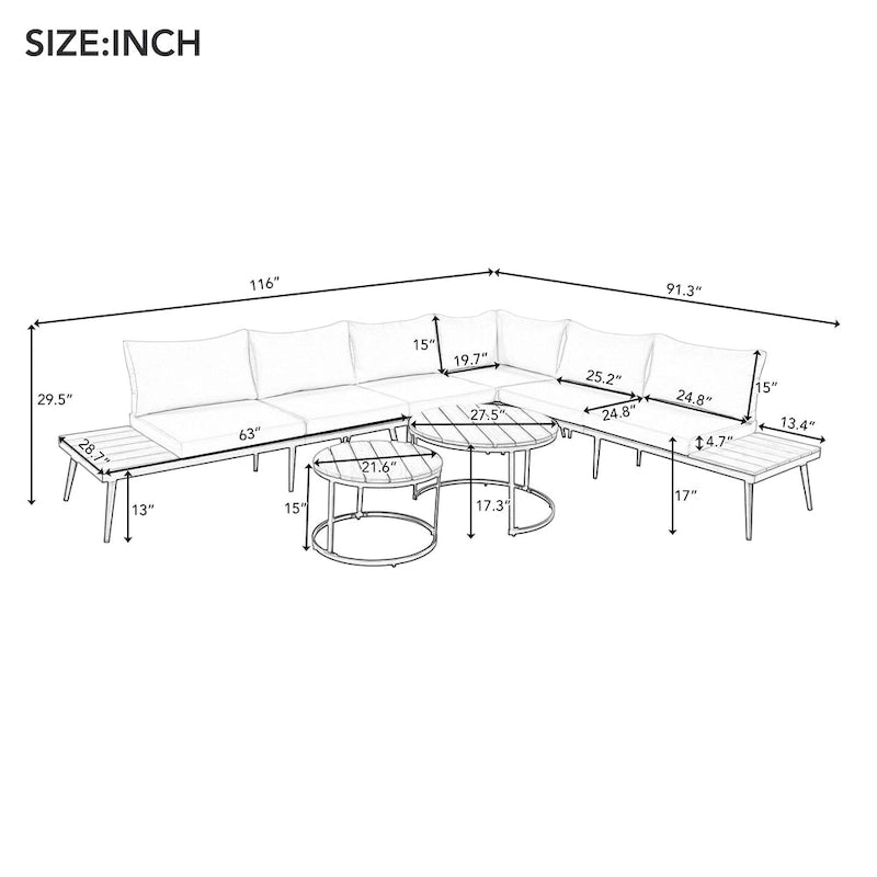 Set divano componibile da esterno Merax 6 pezzi