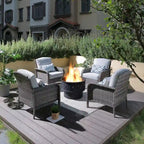 XIZZI 5-piece Single Chairs Wicker Patio Furniture with Firepit