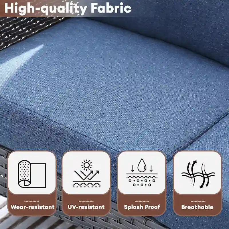 Mobilier de patio en osier XIZZI 5 pièces avec chaises individuelles et foyer
