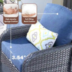 Mobilier de patio en osier XIZZI 5 pièces avec chaises individuelles et foyer