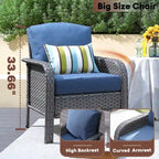 Mobilier de patio en osier XIZZI 5 pièces avec chaises individuelles et foyer