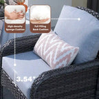 Mobilier de patio en osier XIZZI 5 pièces avec chaises individuelles et foyer
