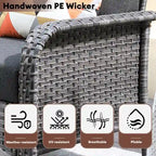 Mobilier de patio en osier XIZZI 5 pièces avec chaises individuelles et foyer