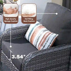 Mobilier de patio en osier XIZZI 5 pièces avec chaises individuelles et foyer