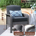 Mobilier de patio en osier XIZZI 5 pièces avec chaises individuelles et foyer