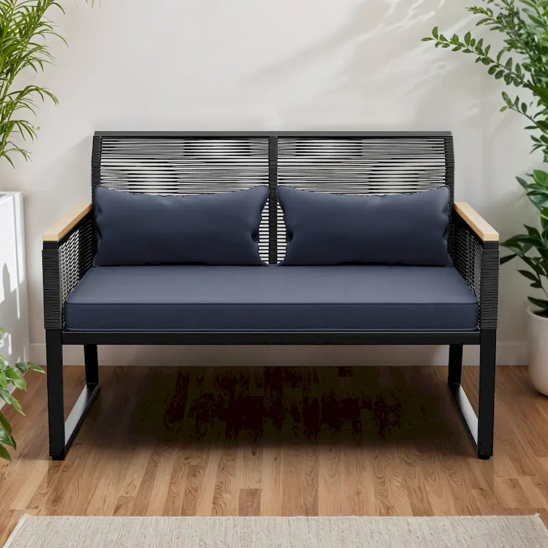 Moasis All Weather Rattan Conversation Loveseat for Backyard - 45.3L x 28W x 30.7H