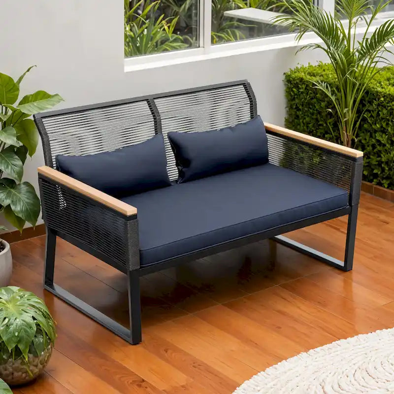 Divanetto Moasis "Conversation" in Rattan per Esterni per Ogni Tempo - 45.3L x 28W x 30.7H