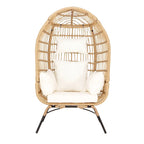 Fauteuil œuf en rotin avec coussin, chaise en osier pour l'extérieur et l'intérieur