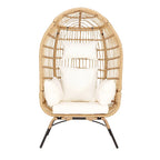 Fauteuil œuf en rotin avec coussin, chaise en osier pour l'extérieur et l'intérieur