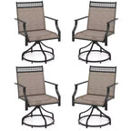 Set di 4 sedie da pranzo girevoli da esterno Costway con tessuto ad asciugatura rapida e struttura in metallo marrone/grigio