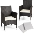 Gymax Set 2 Sedie da Pranzo da Esterno in Rattan Nero con Cuscini