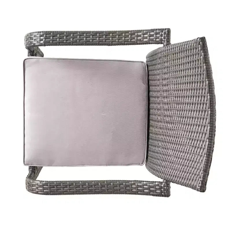 GDFStudio Jeremy Sedie da Pranzo Impilabili in Vimini da Esterno con Cuscino (Set di 4), Grigio/Grigio Chiaro
